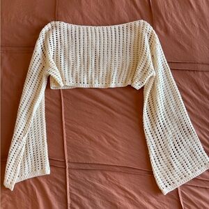 Long Sleeve Mesh Cropped Top